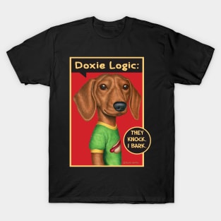 Cute Doxie Dog with green shirt on Dachshund Wearing Green Top T-Shirt